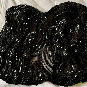 Strapless sequin top (black)